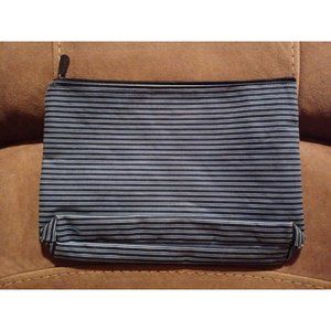 Thirty-One Bags Zipper Pouch Navy Sailor Stripe with "Zip It" embroidery & Frog